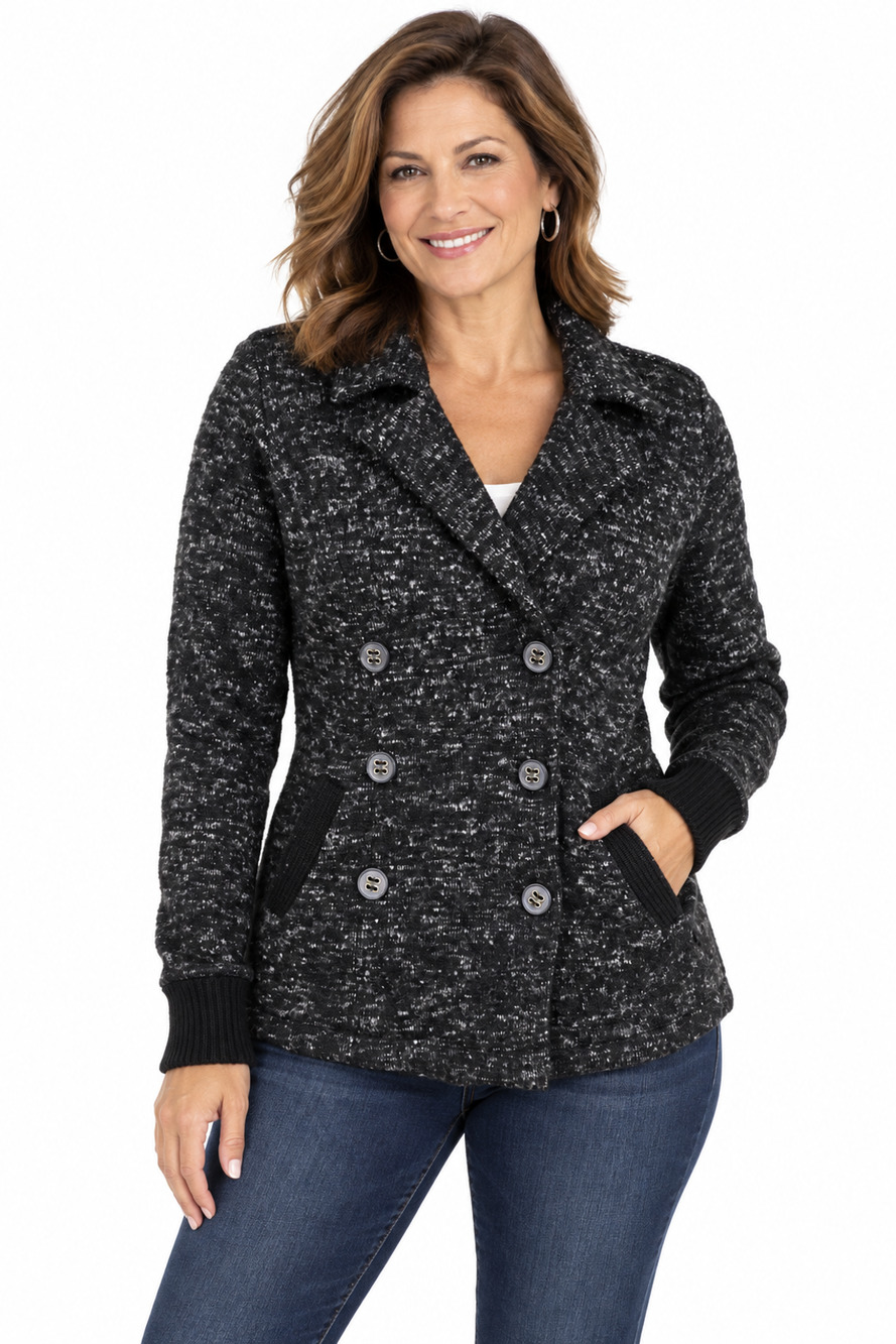 Lucky Brand Womens Sweater Jacket Size XL Double Breasted Stretch Winter Outdoor